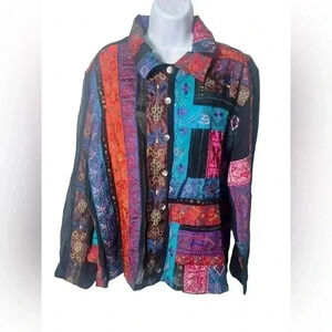 Chico’s Embroidered Colorful 3 XL Patchwork Embroidered Beaded VTG